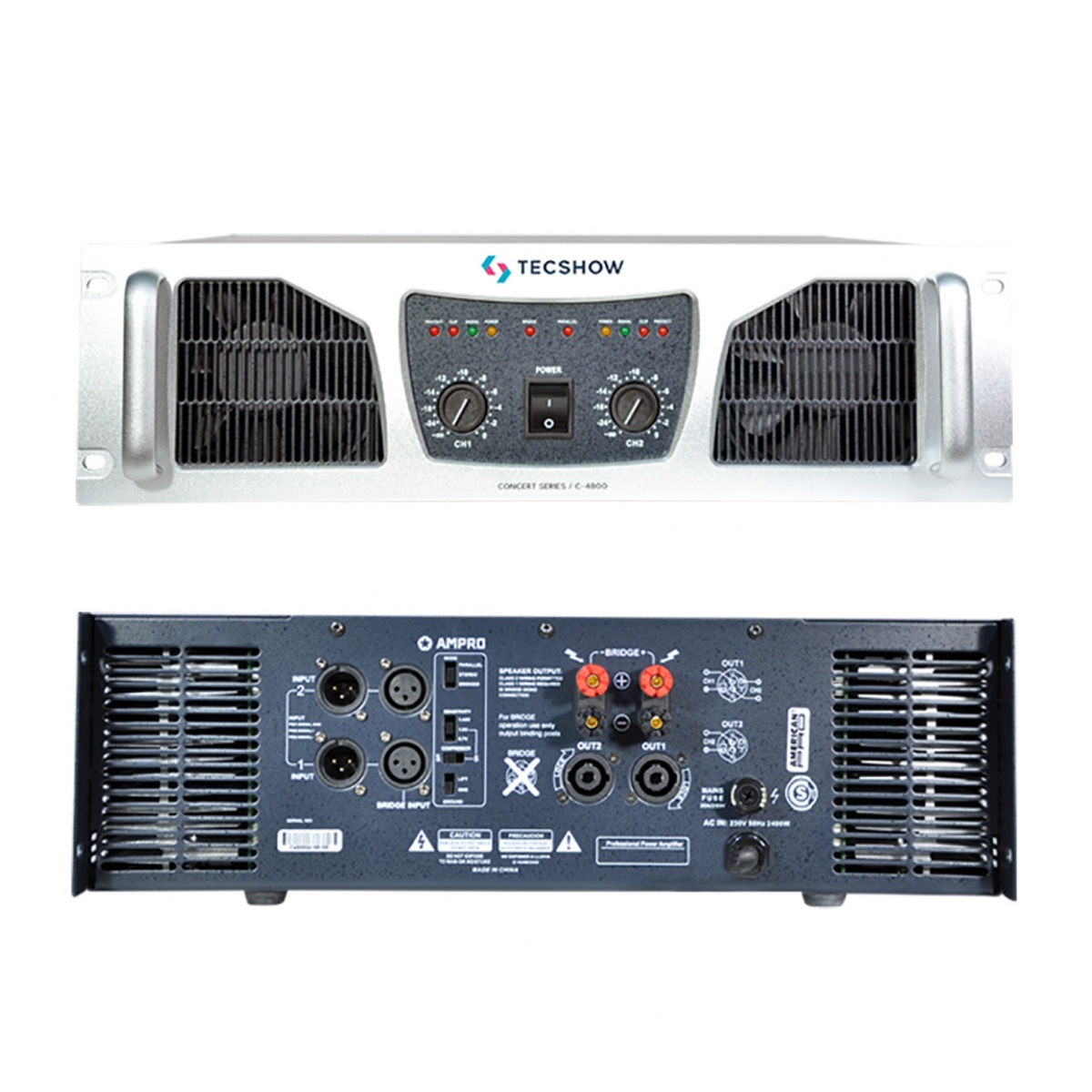Amplificador de Potencia Analógica Tecshow Concert C:4800 - 2x1200W RMS - Imagen 3